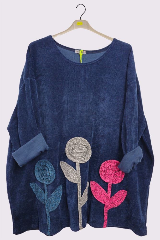 Flower Applique Corduroy Jumper