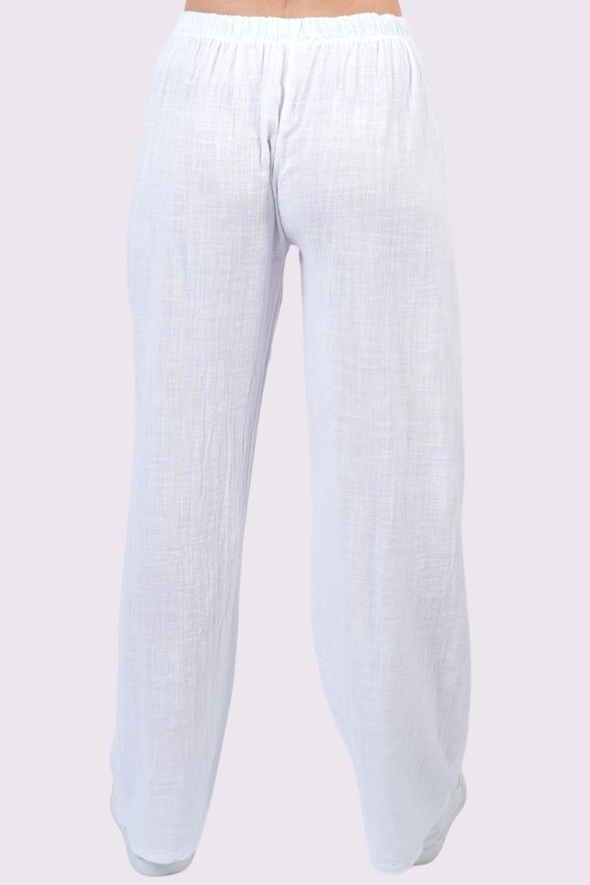 Plain Drawstring Cotton Trousers