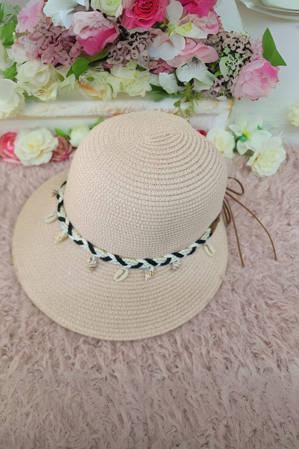 Straw Shell & Braided Rope Detail Hat