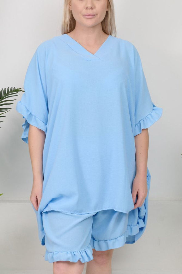 Plain Flared Hem Viscose Co-Ord