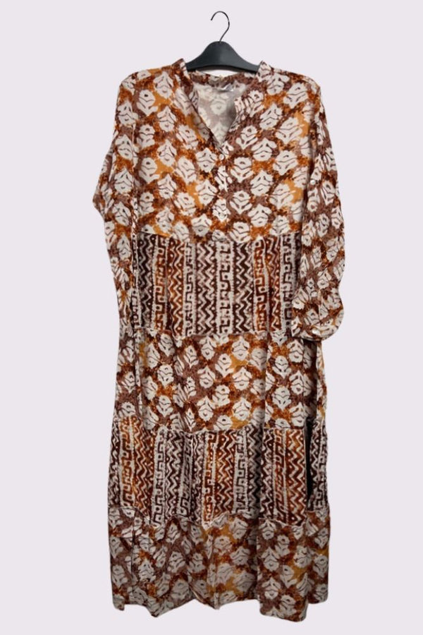 Tie Dye Multi Geometric Print Maxi Summer Style Dress