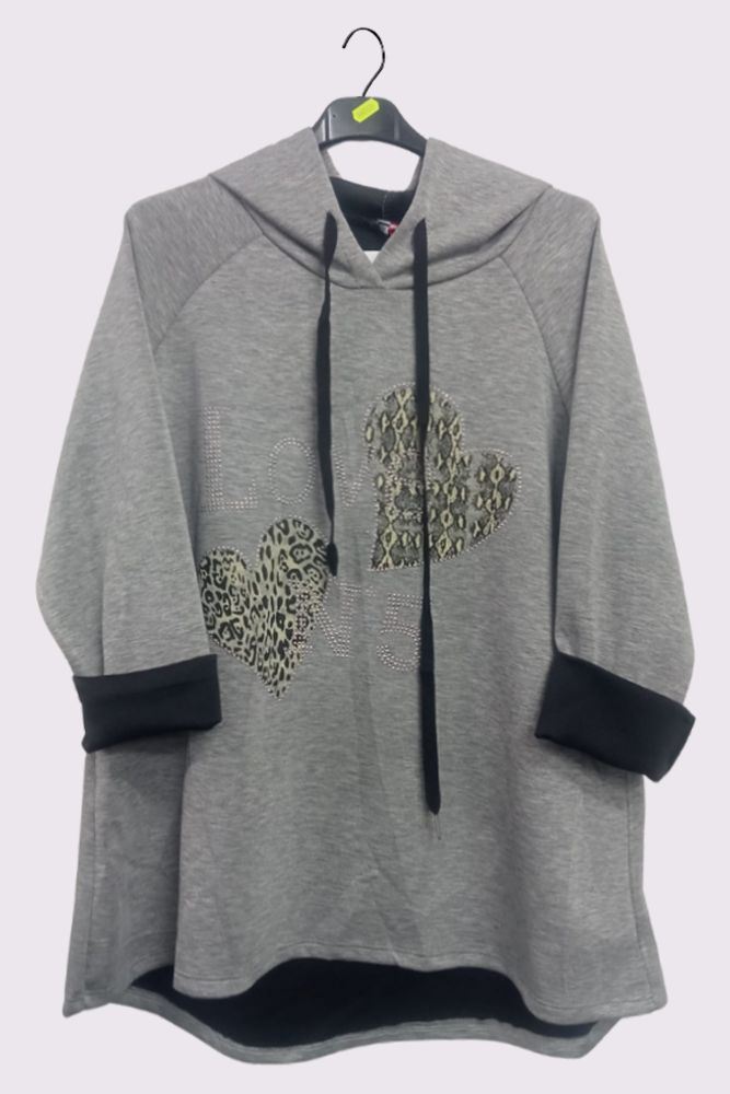 Leopard Snake Diamante Love N5 Pattern Hooded Top