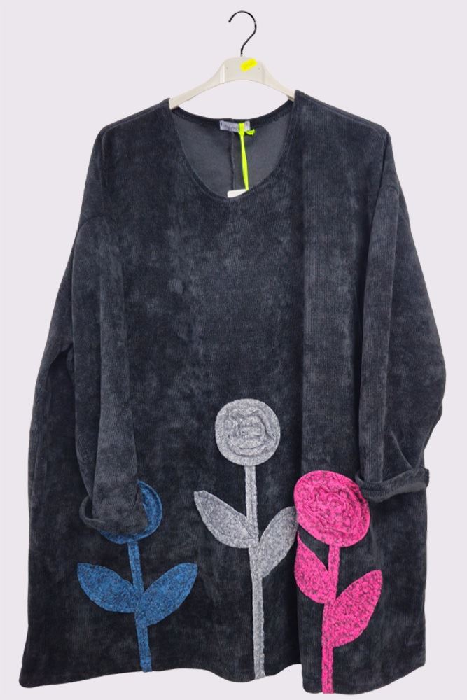 Flower Applique Corduroy Jumper