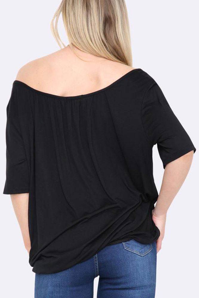 Plain Scoop Neck Elasticated Hem Top