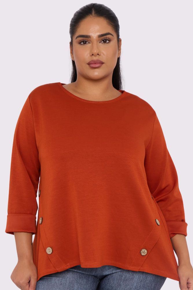 Plain Soft Feel Side Button Detail Top