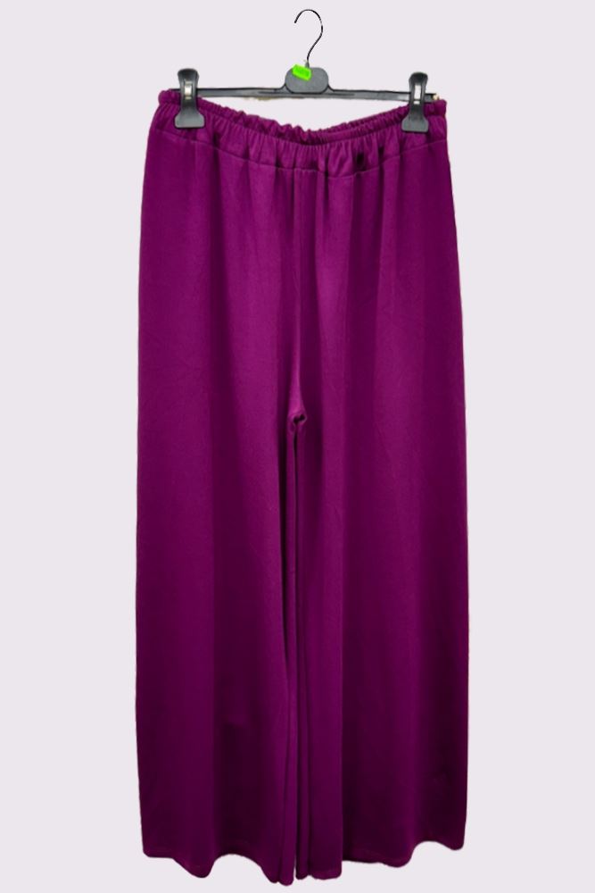 Plain Elasticated Waistband Wide Leg Palazzo