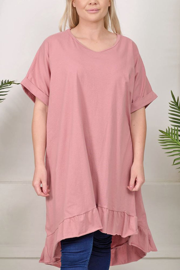 Plain Flared Hem Cotton Dress