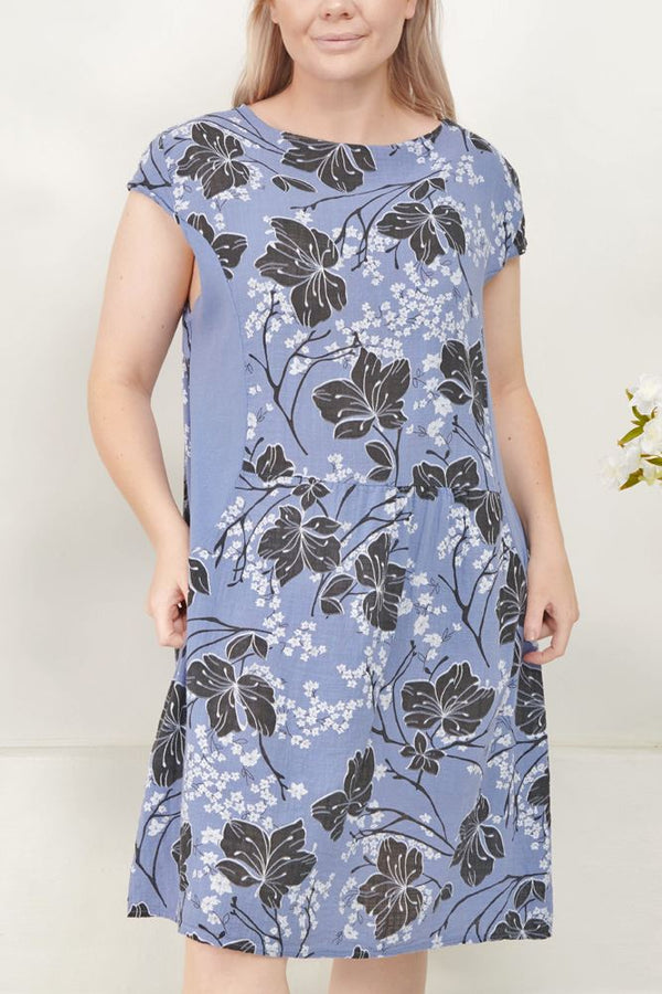 Floral Branches Print Cotton Dress