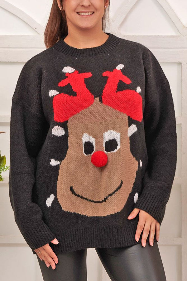 Rudolph Pattern Xmas Ribbed Jumper