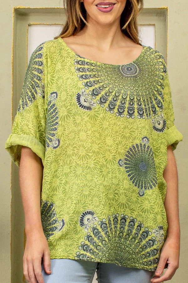 Mandala Print Tunic Cotton Top