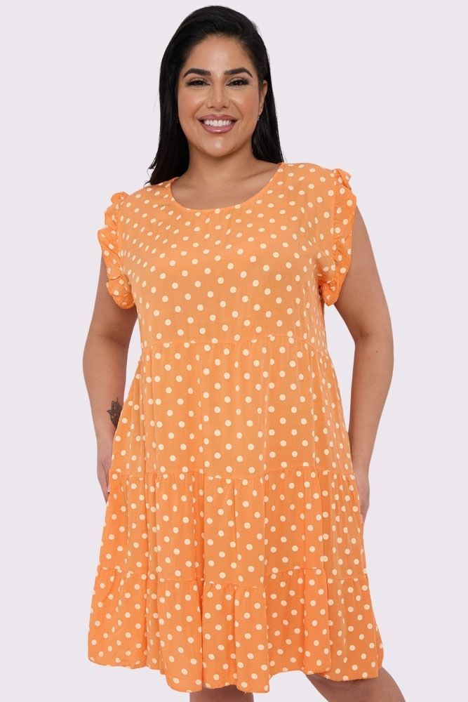 Polka Dot Print Tiered Flared Dress