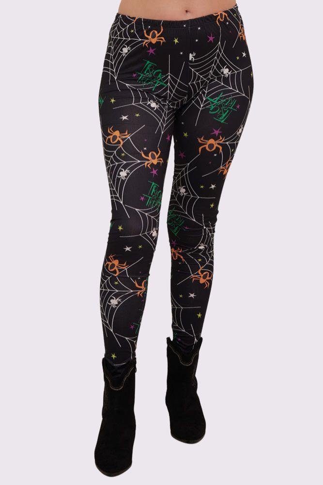 Trick Spider Print Halloween Leggings