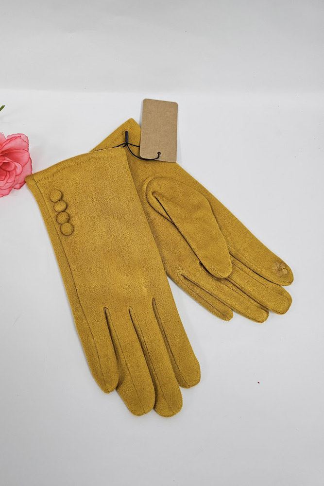 Soft Feel Button Detail Hem Gloves