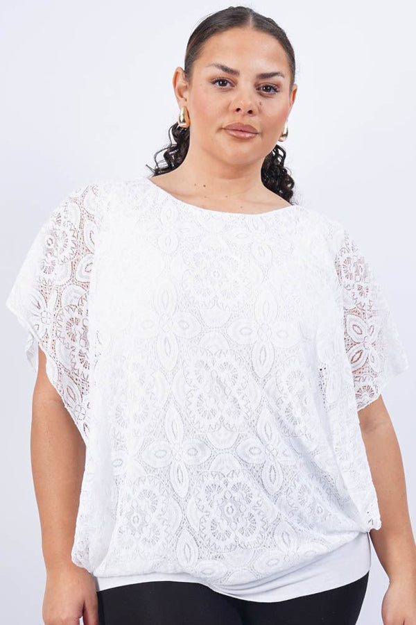 Floral Lace Pattern Kaftan Top