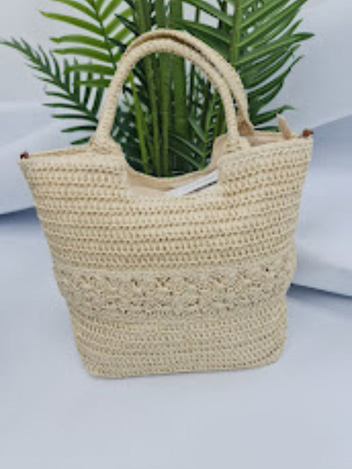 Straw Pattern Two Handle Shoulder Bag