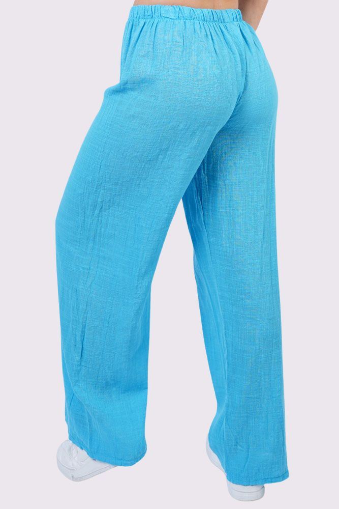 Plain Drawstring Cotton Trousers