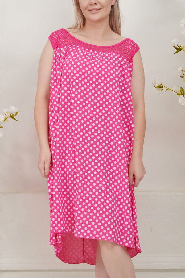 Polka Dot Print Cut Work Viscose Dress