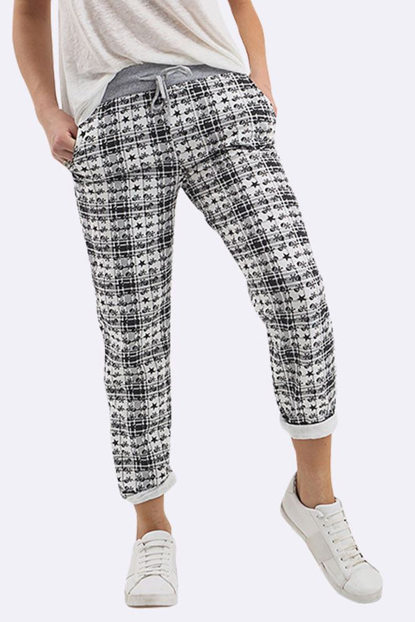 Cotton Star Print Drawstring Trouser