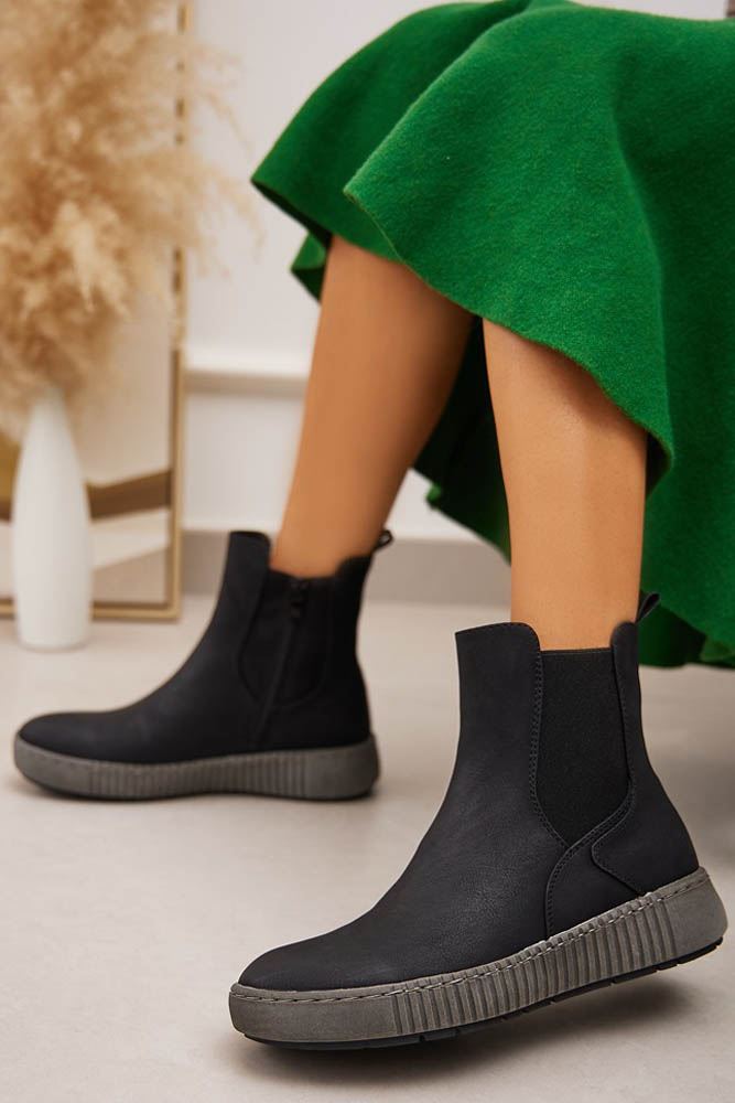 Suede Side Zip Ankle Boot