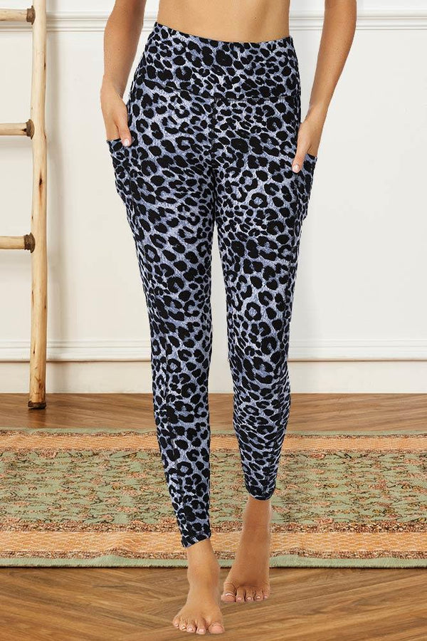 Stylish Leopard Print Gym Pocket Leggings