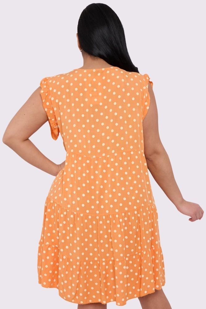 Polka Dot Print Tiered Flared Dress