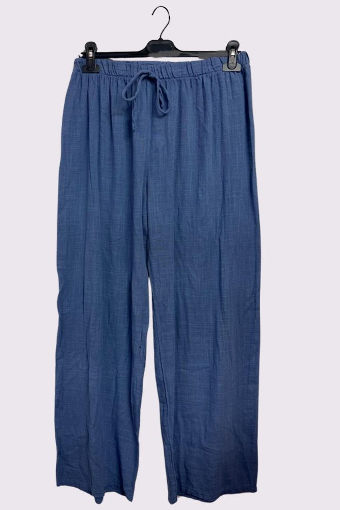 Plain Drawstring Cotton Trousers