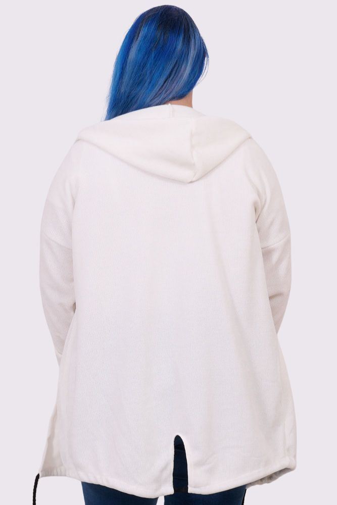 Plain Drawstring Hem Viscose Cardigan