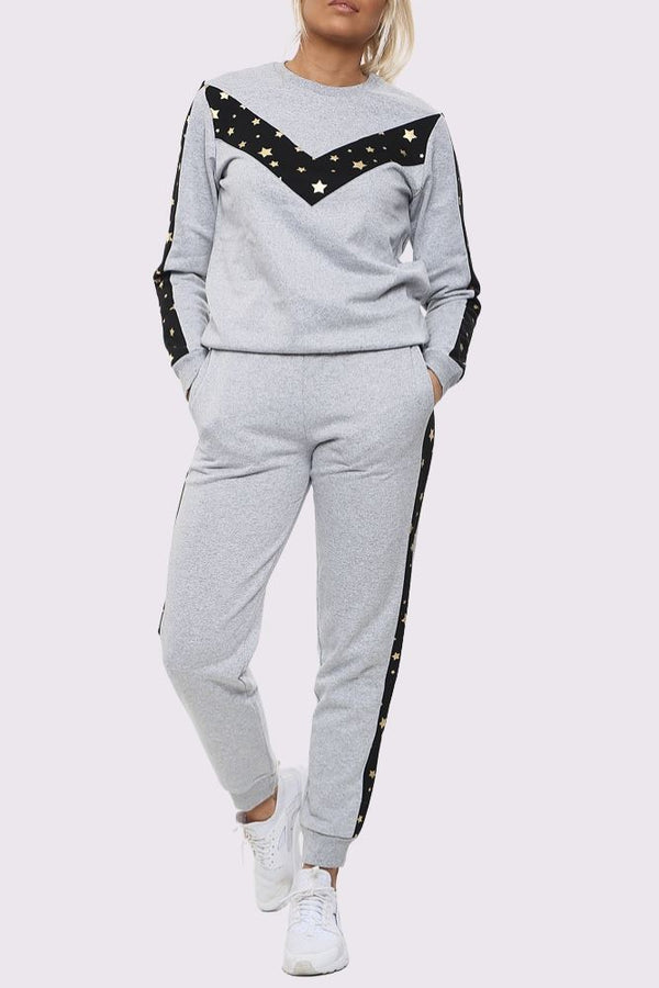 Foil Star Side Panel Elasticated Waistband Loungewear