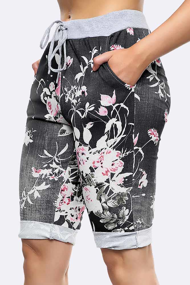 Italian Floral Print 3/4 Trouser
