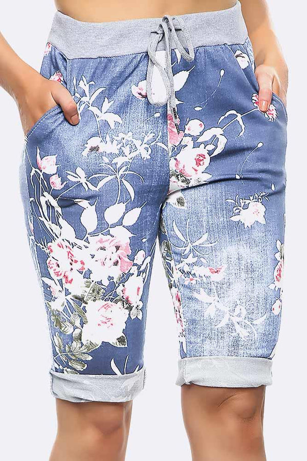 Italian Floral Print 3/4 Trouser
