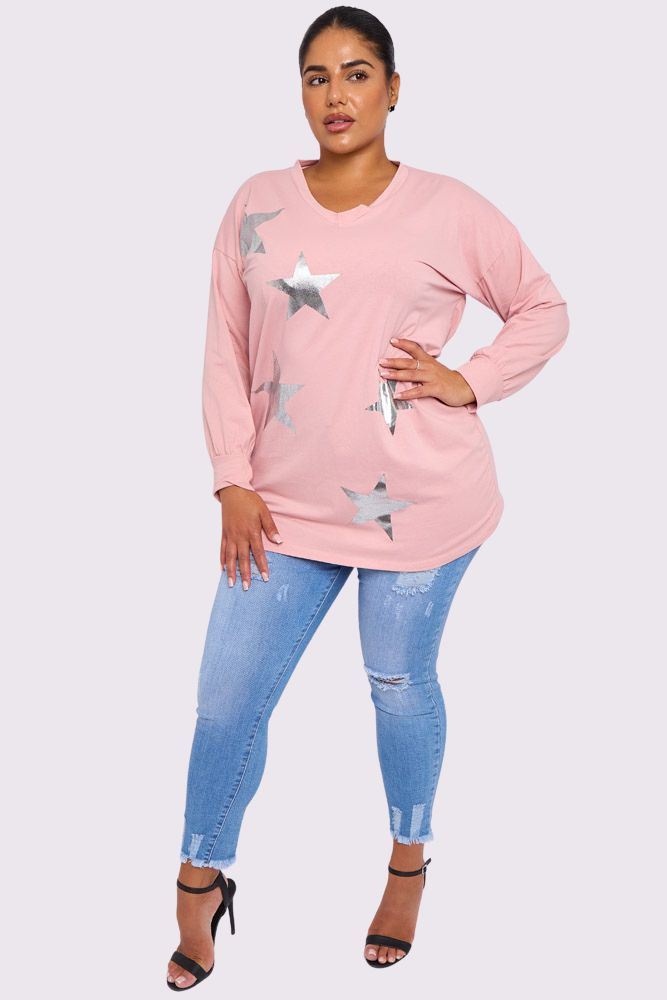 Foil Star Print Top