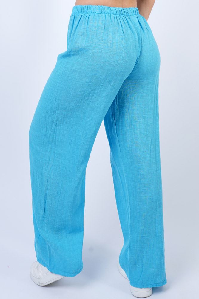 Plain Drawstring Cotton Pants