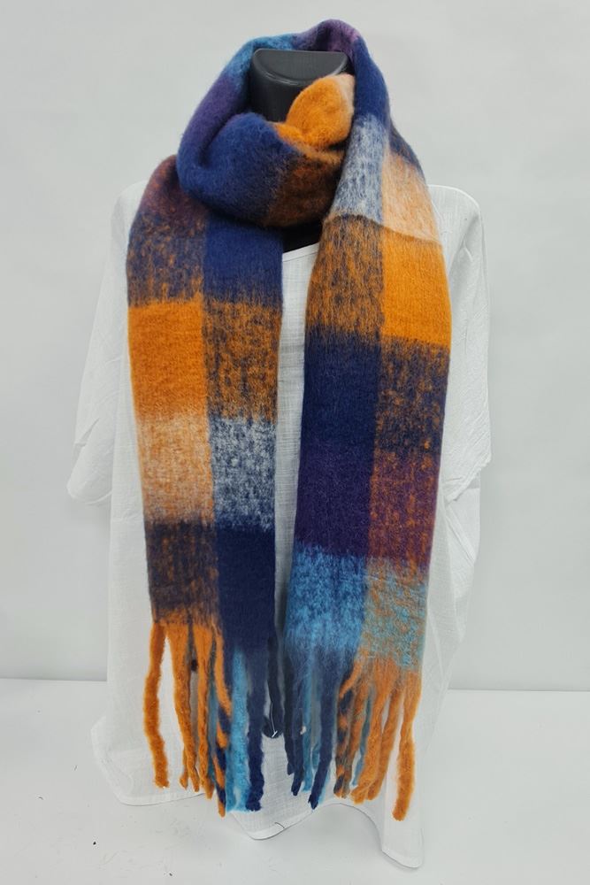 Check Print Soft Feel Tassel Scarves