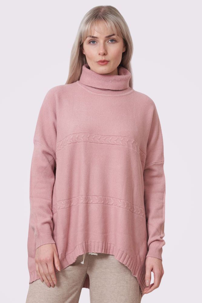 Cable Knit Pattern Knitted Soft Feel Jumper