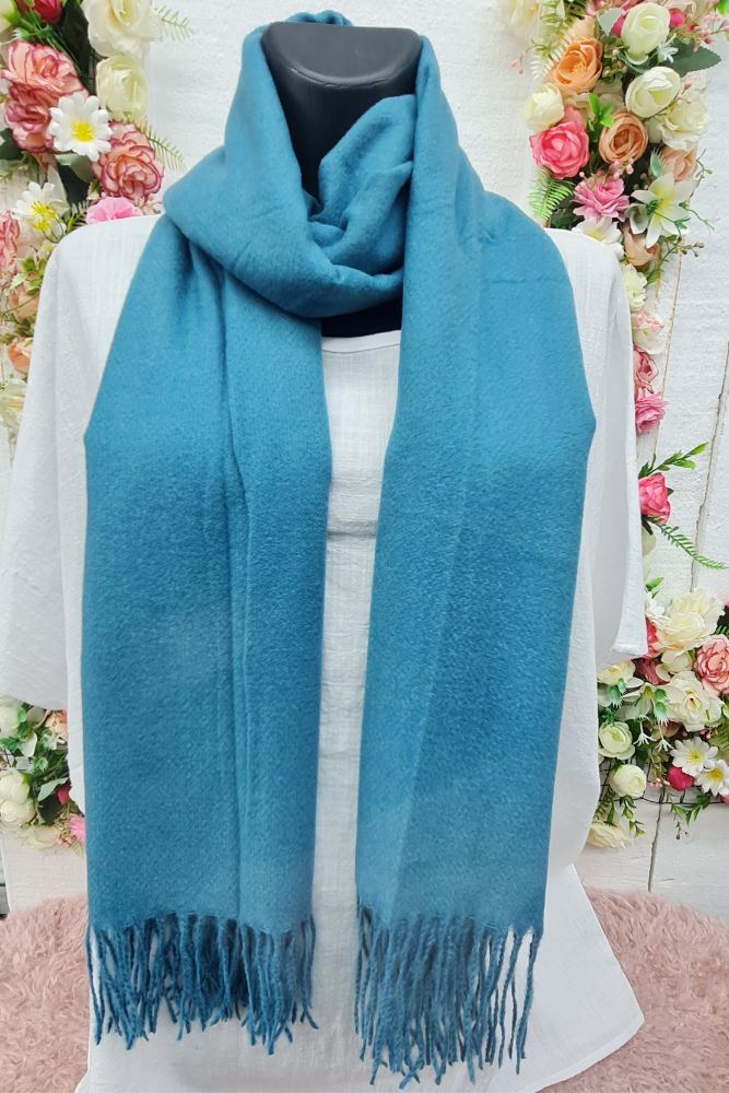 Plain Soft Feel Tassel Scarves