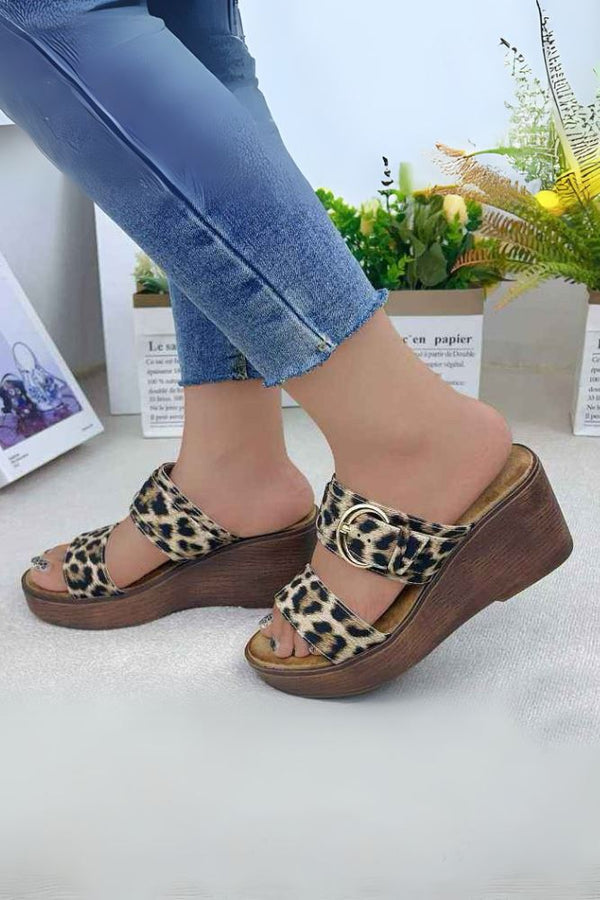 Side Buckle Wedge Slipper