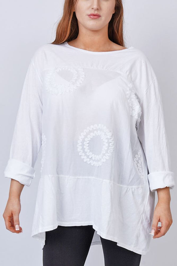 Circle Applique Pattern Cotton Top