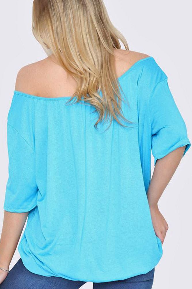 Plain Scoop Neck Elasticated Hem Top