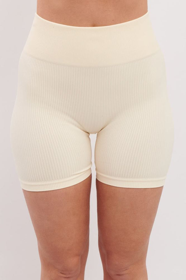 Plain Seamless Ribbed Gym Wear Shorts