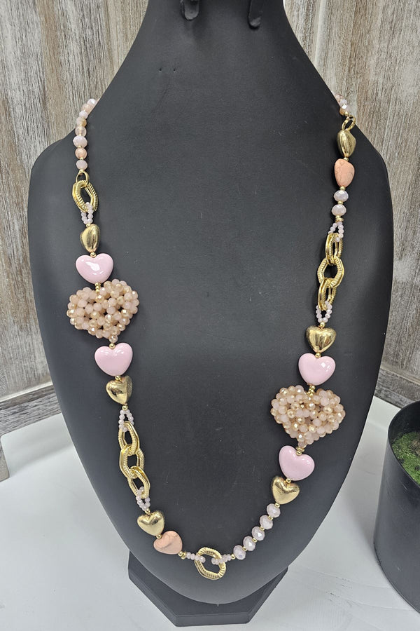 Heart Charm Beaded Necklace