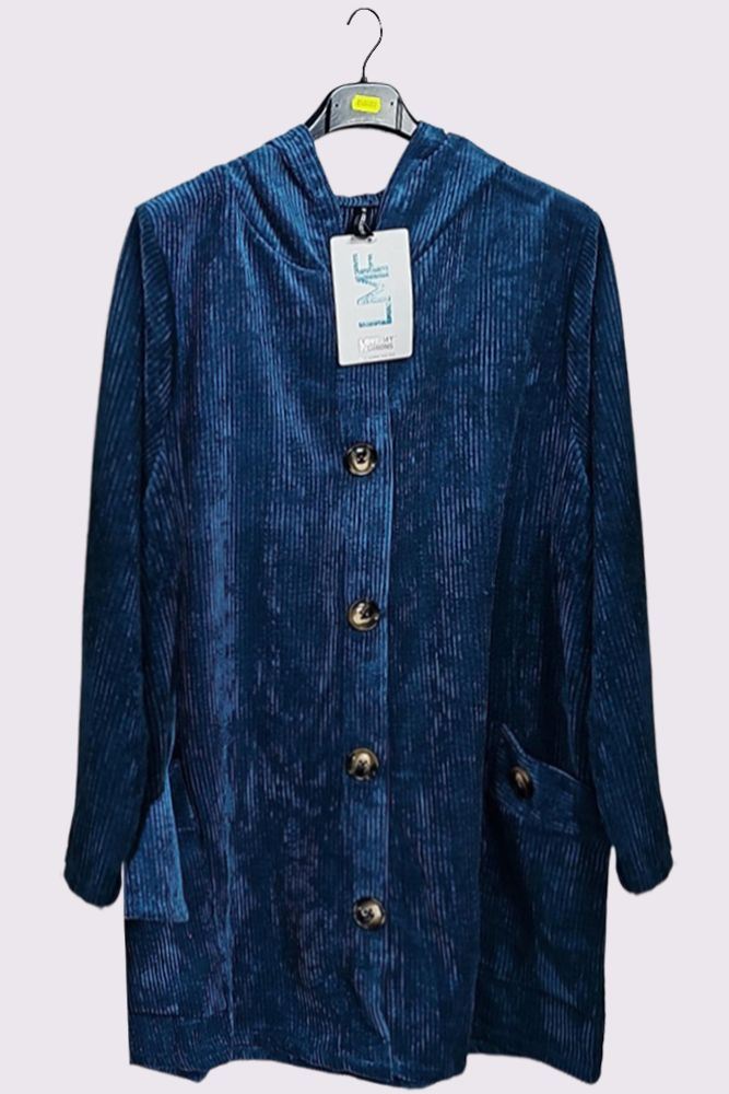 Corduroy Button-Up Hooded Jacket