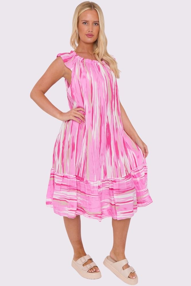 Tie Dye Print Tiered Dress