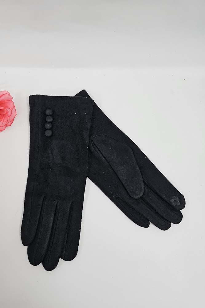 Soft Feel Button Detail Hem Gloves