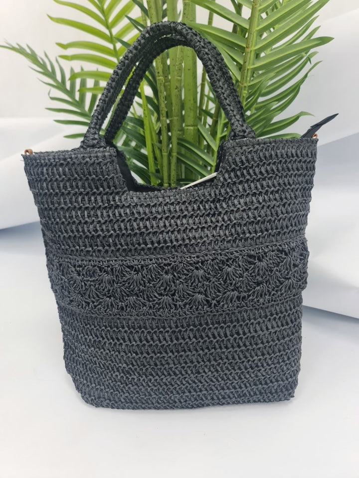 Straw Pattern Two Handle Shoulder Bag