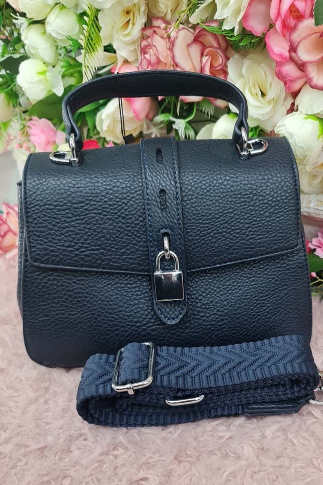 Leather Strap Lock Handle Bag