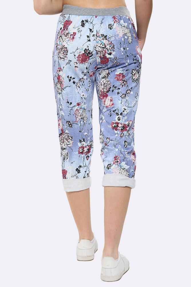 Floral Print Foldover Hem Trouser