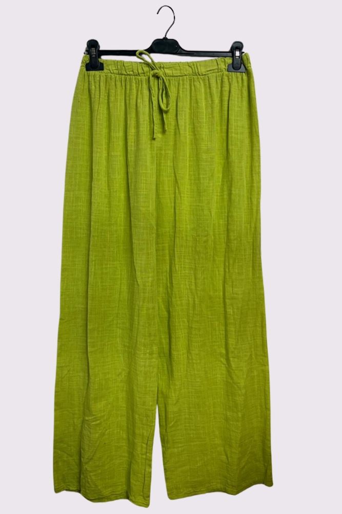 Plain Drawstring Cotton Trousers