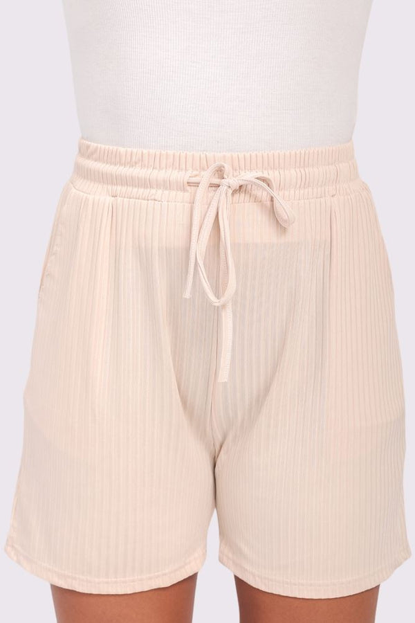 Plain Drawstring Waistband Pockets Shorts