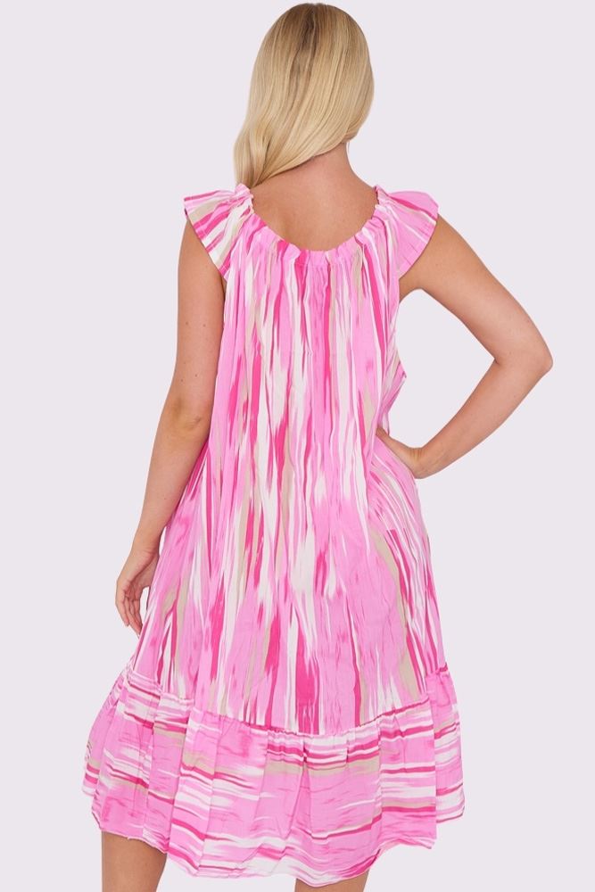 Tie Dye Print Tiered Dress