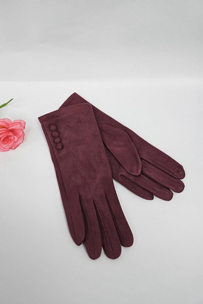 Soft Feel Button Detail Hem Gloves